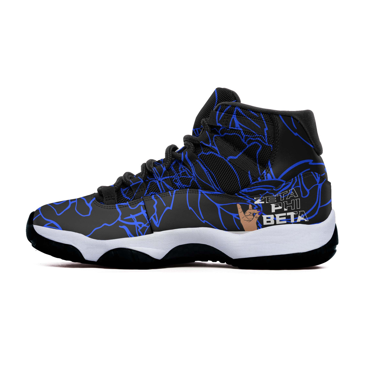 Zeta Phi Beta High Top Basketball Shoes J 11 - Sorority Zeta Phi Beta Rose Patterns and Hand Sign High Top Sneakers J 11