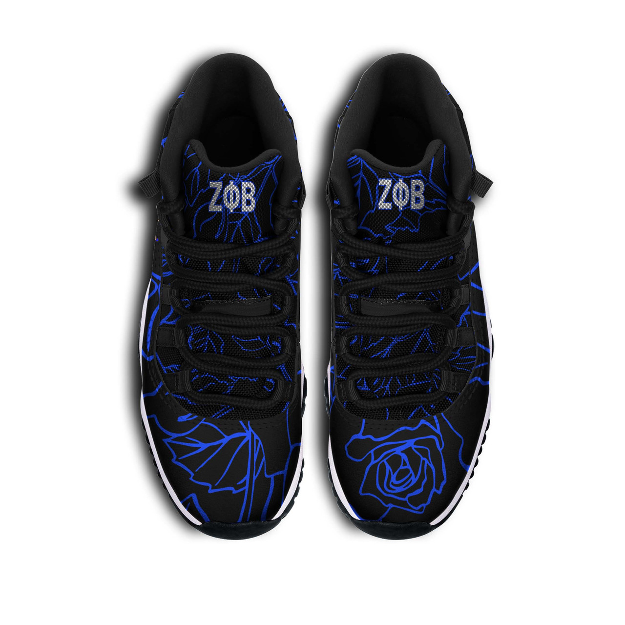 Zeta Phi Beta High Top Basketball Shoes J 11 - Sorority Zeta Phi Beta Rose Patterns and Hand Sign High Top Sneakers J 11