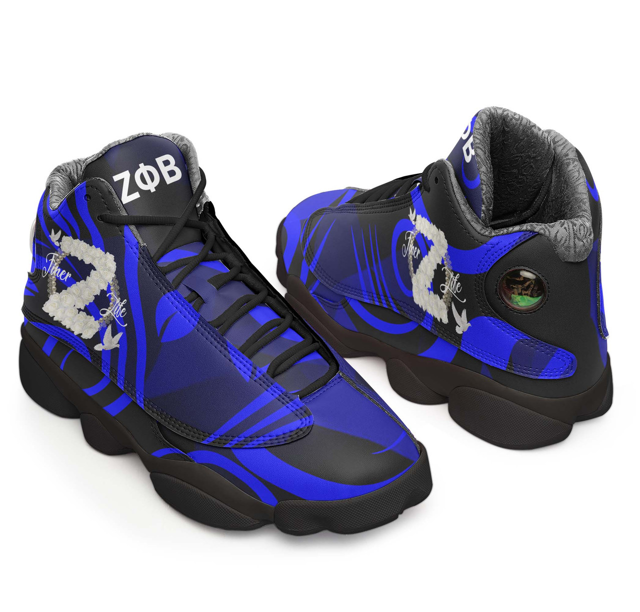 Zeta Phi Beta High Top Basketball Shoes J 13 - Sorority Zeta Phi Beta White Rose and Dove Pride High Top Sneakers J 13