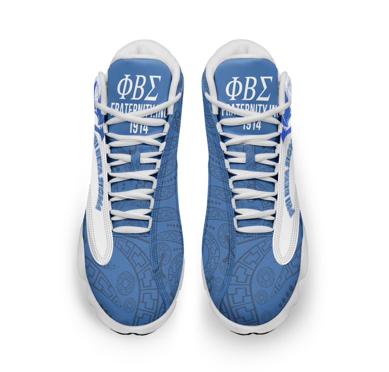 Phi Beta Sigma High Top Basketball Shoes J 13 - Fraternity Ornamental Floral Greek Alphabets High Top Sneakers J 13
