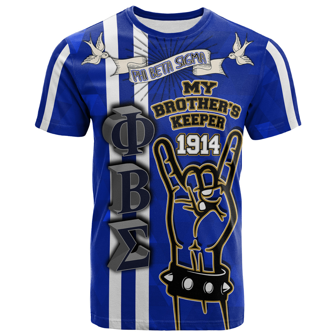 Phi Beta Sigma T- Shirt - Custom Phi Beta Sigma Hand My Brother's Keeper 1914 T- Shirt