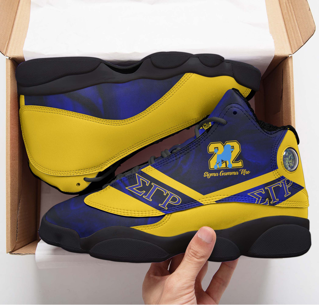 Sigma Gamma Rho High Top Basketball Shoes J 13 - Sorority Sigma Poodie and Hand Sign Vibes High Top Sneakers J 13