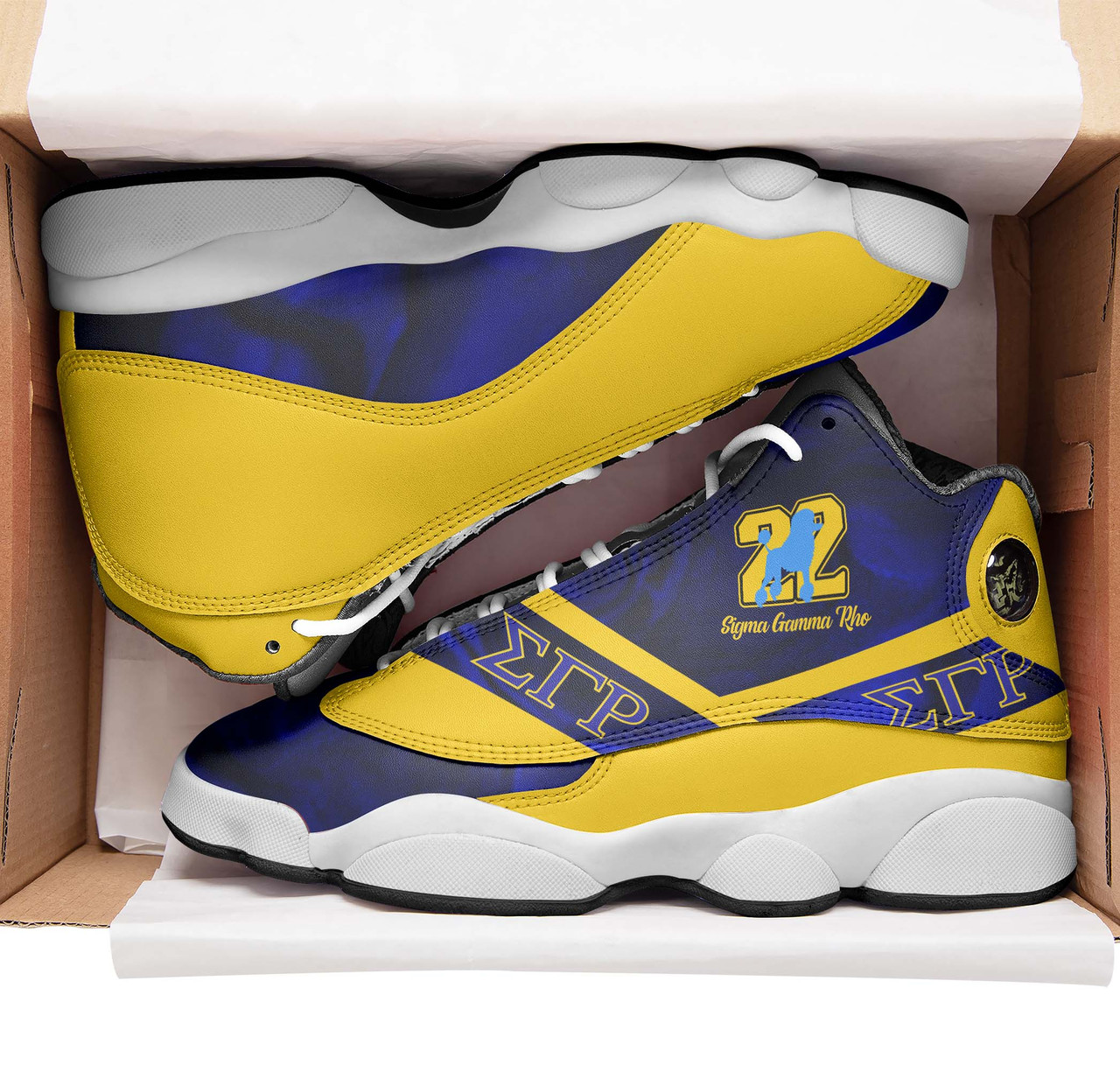 Sigma Gamma Rho High Top Basketball Shoes J 13 - Sorority Sigma Poodie and Hand Sign Vibes High Top Sneakers J 13