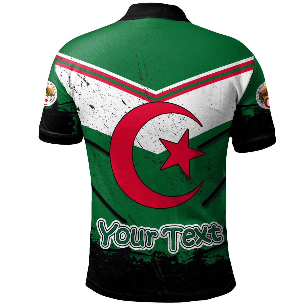 Algeria Polo Shirt - Custom Algeria Vintage Grunge Style Polo Shirt
