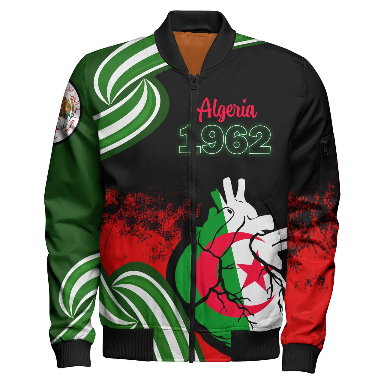 Algeria Zipper Bomber Jacket - Algeria Independence Day 1962 Algeria In My Heart Zipper Bomber Jacket