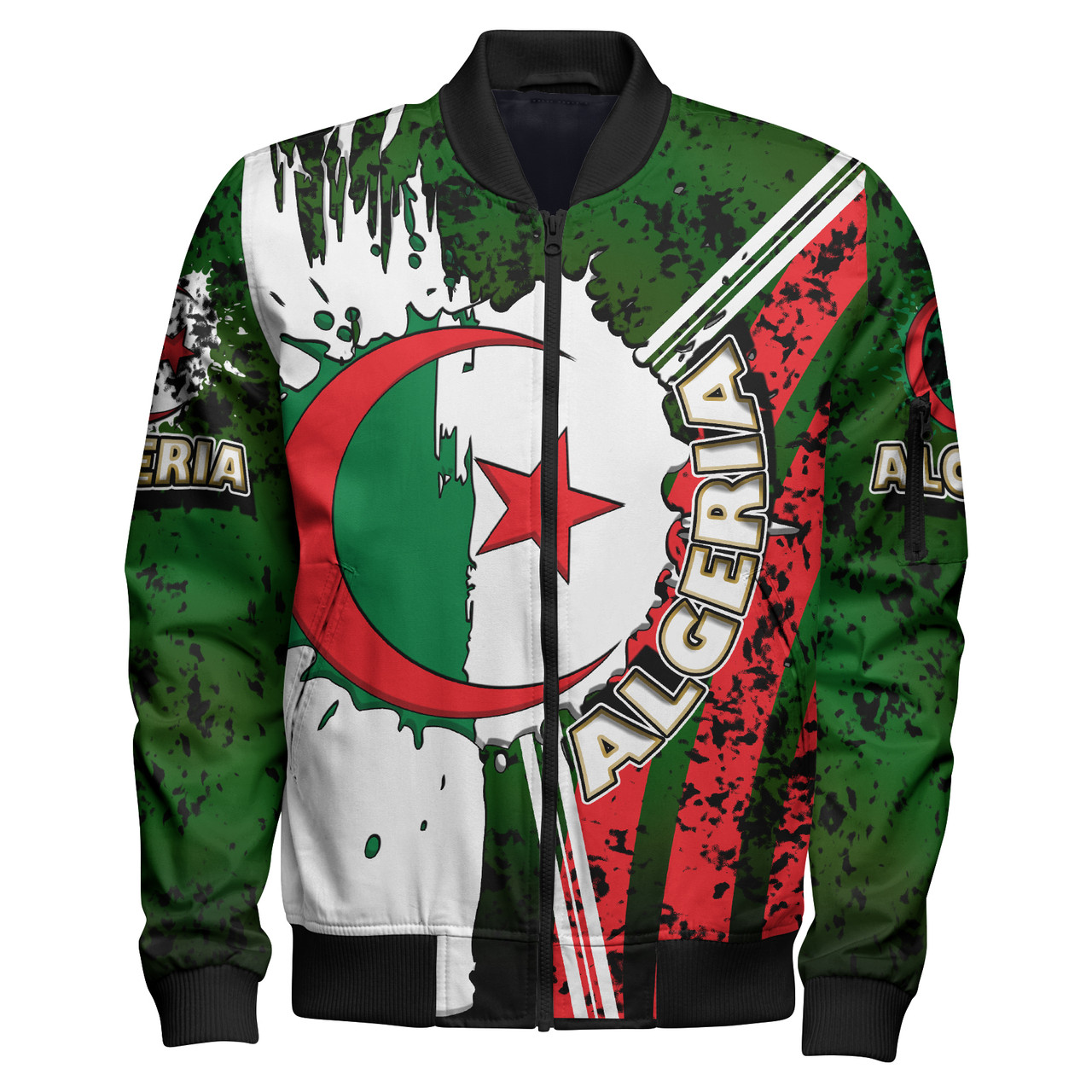 Algeria Zipper Bomber Jacket - Custom Algeria Independence Day Zipper Bomber Jacket