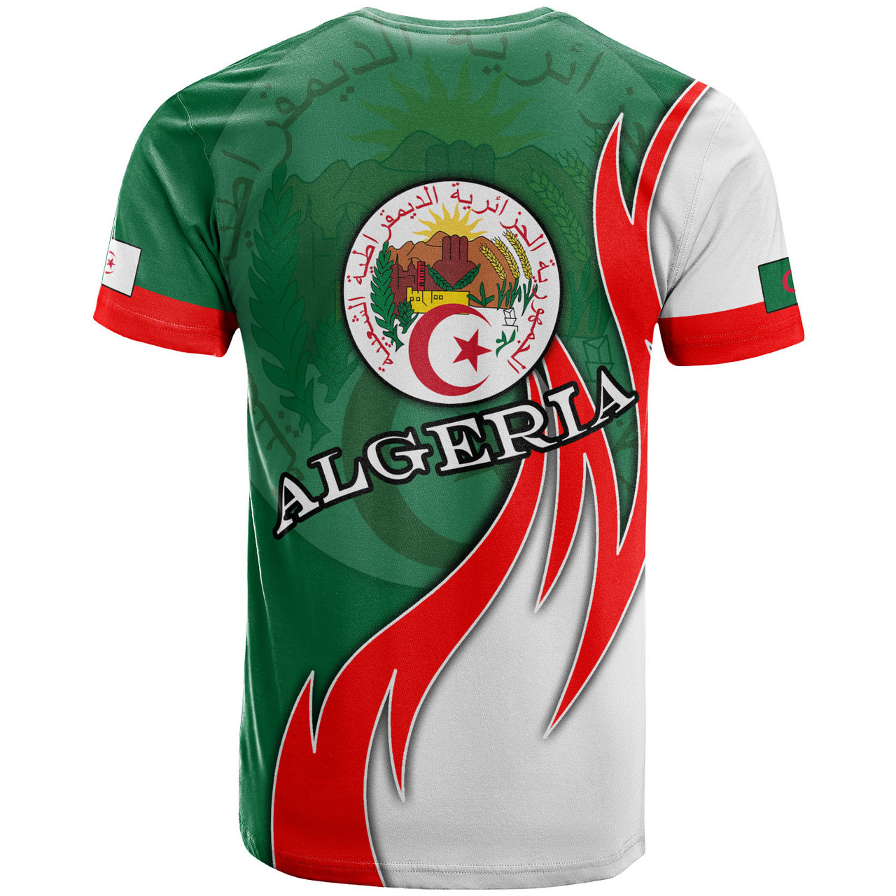 Algeria T-Shirt - Custom Algeria Coat Of Arms Fire Style T-Shirt