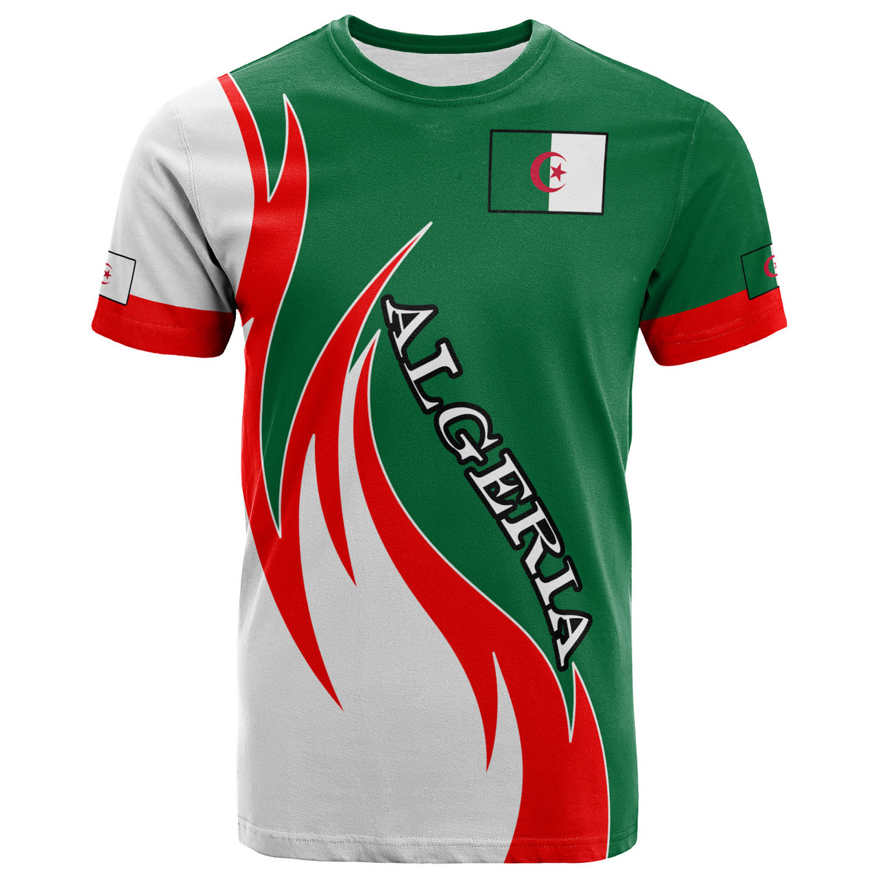 Algeria T-Shirt - Custom Algeria Coat Of Arms Fire Style T-Shirt