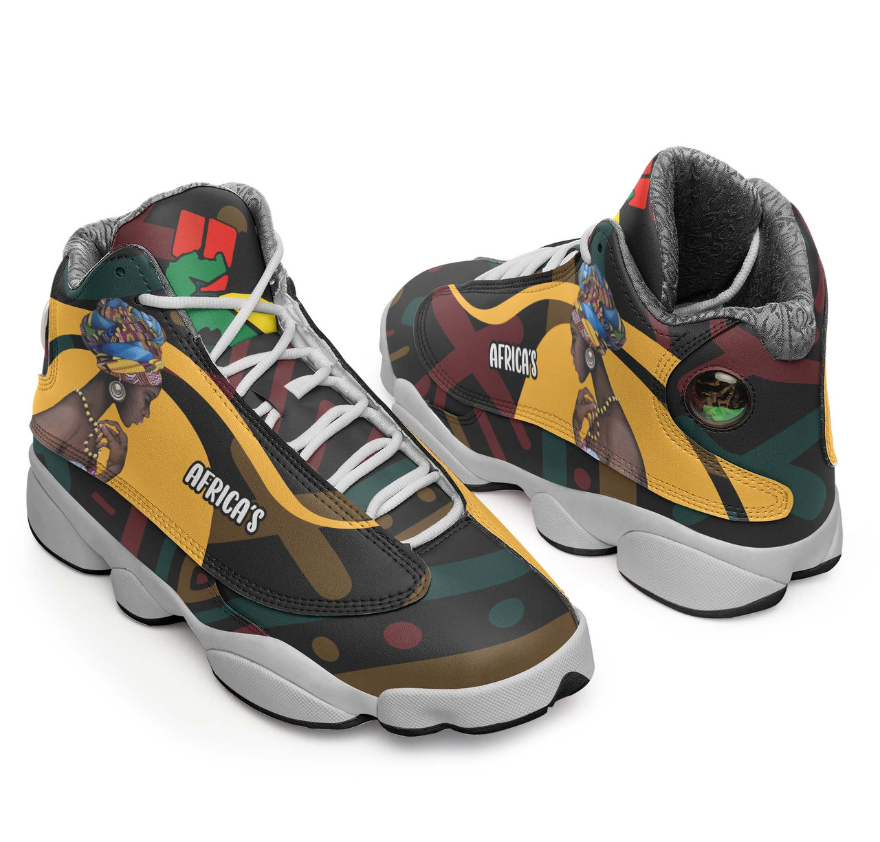 African High Top Basketball Shoes J 13 - Celebrate Africa's Woman's Day with Ethnic Patterns High Top Sneakers J 13