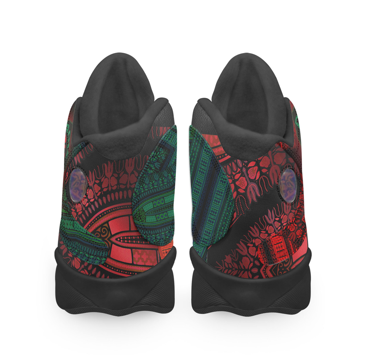 African Woman High Top Basketball Shoes J 13 - Black Queen Dashiki Patterns High Top Sneakers J 13