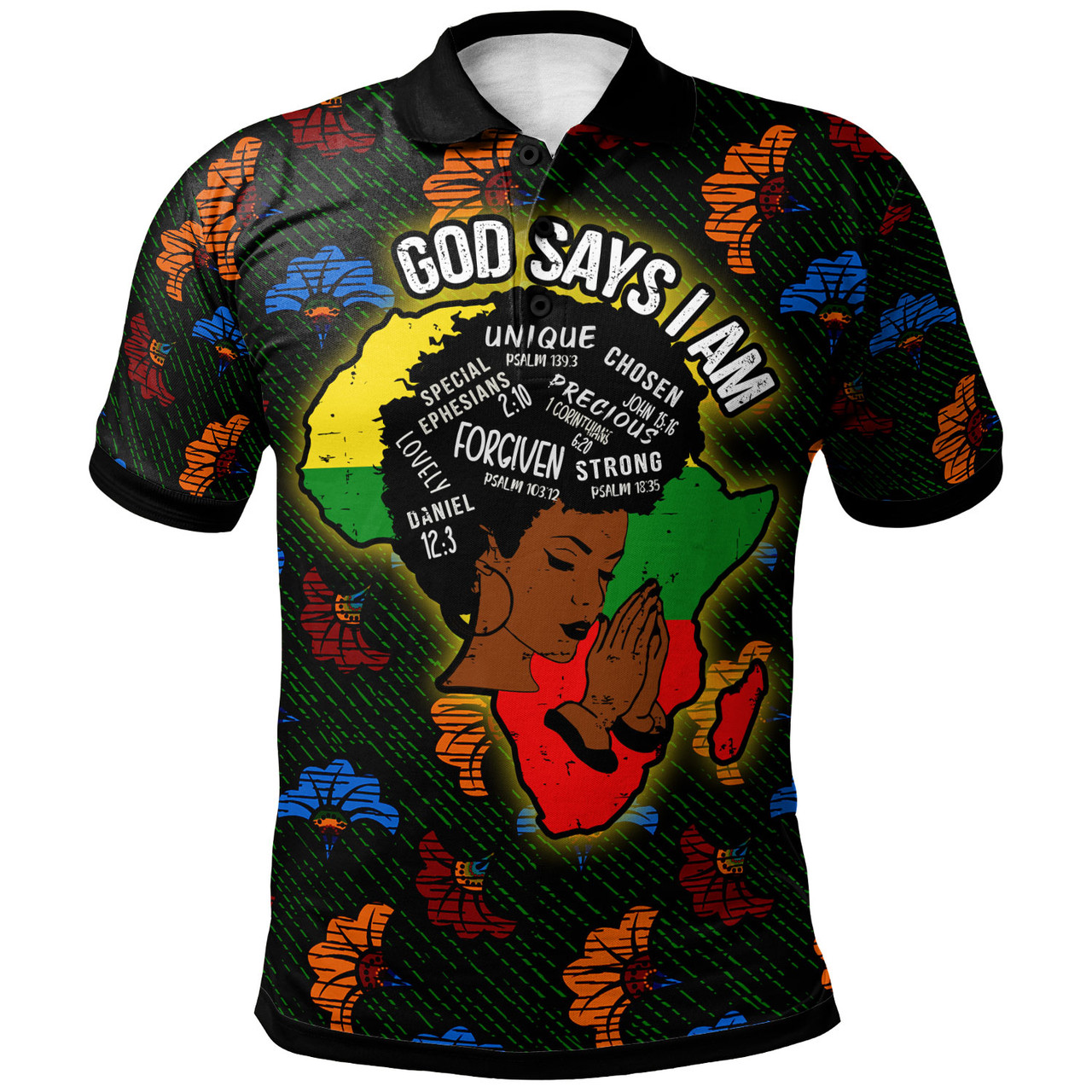 African Woman Polo Shirt - Custom GOD SAYS I AM Polo Shirt