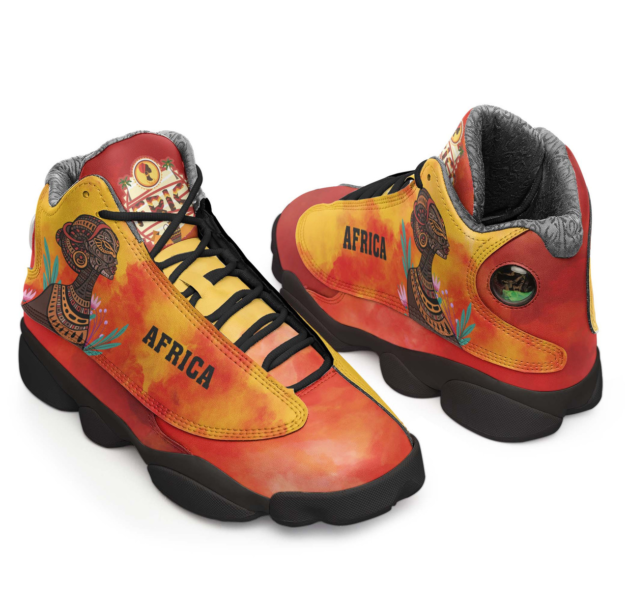 African Woman High Top Basketball Shoes J 13 - Custom Celebrate Africa's Woman's Day Culture with African Girl Woman High Top Sneakers J 13