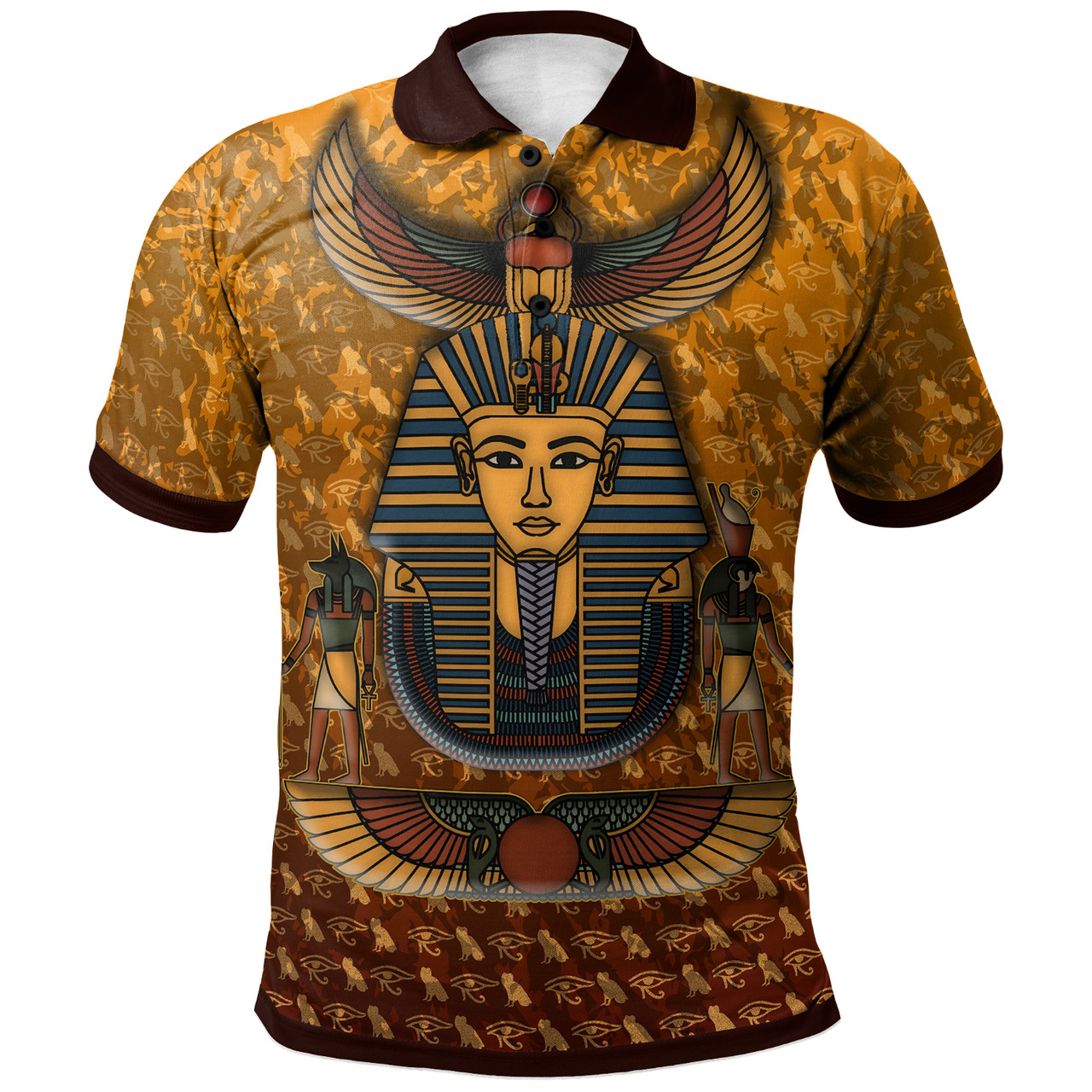 Egyptian Polo Shirt - Custom Pharaon Anubis And Horus Egyptian Pattern