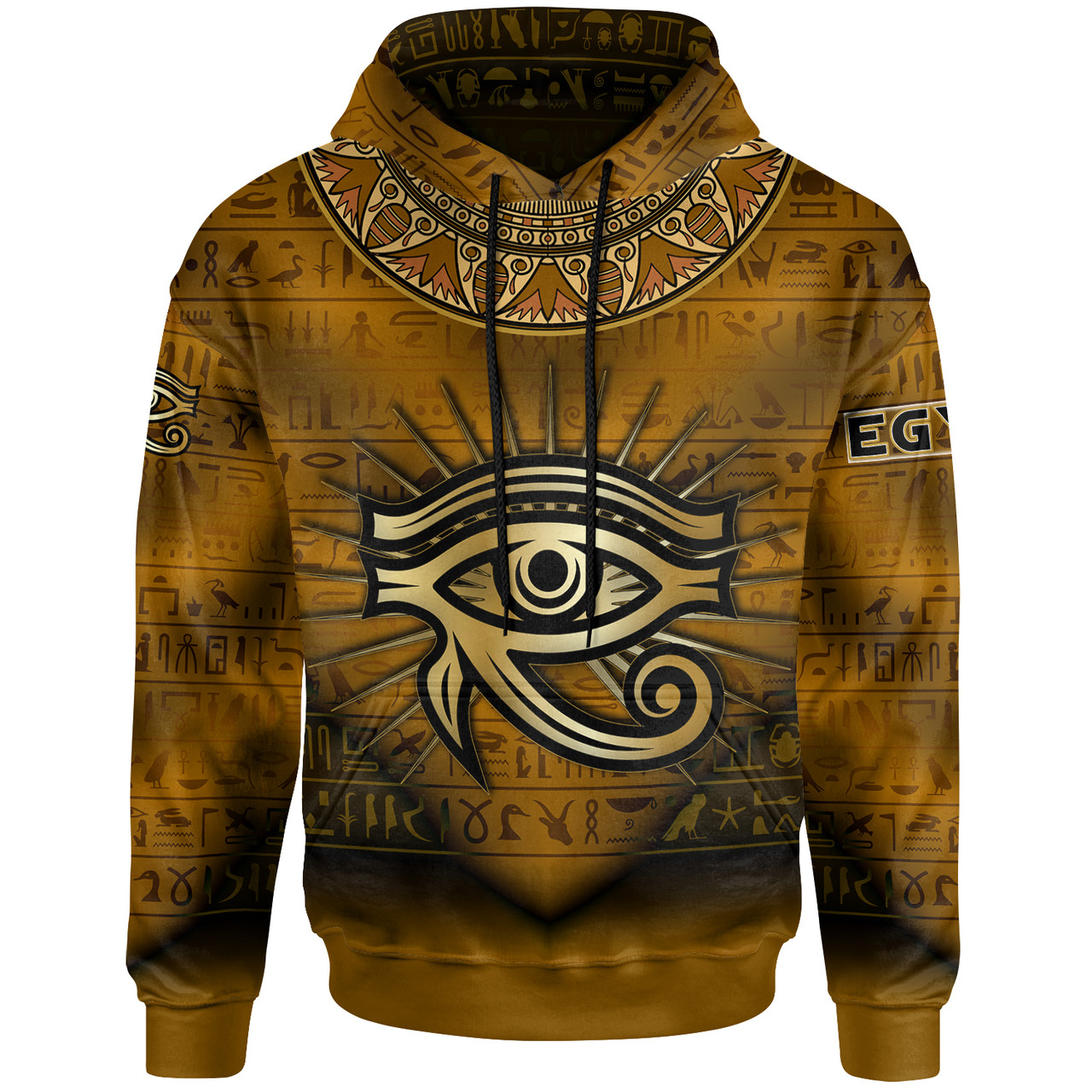 Egyptian Hoodie - Custom Egypty Horus Eye With Egyptian Pattern