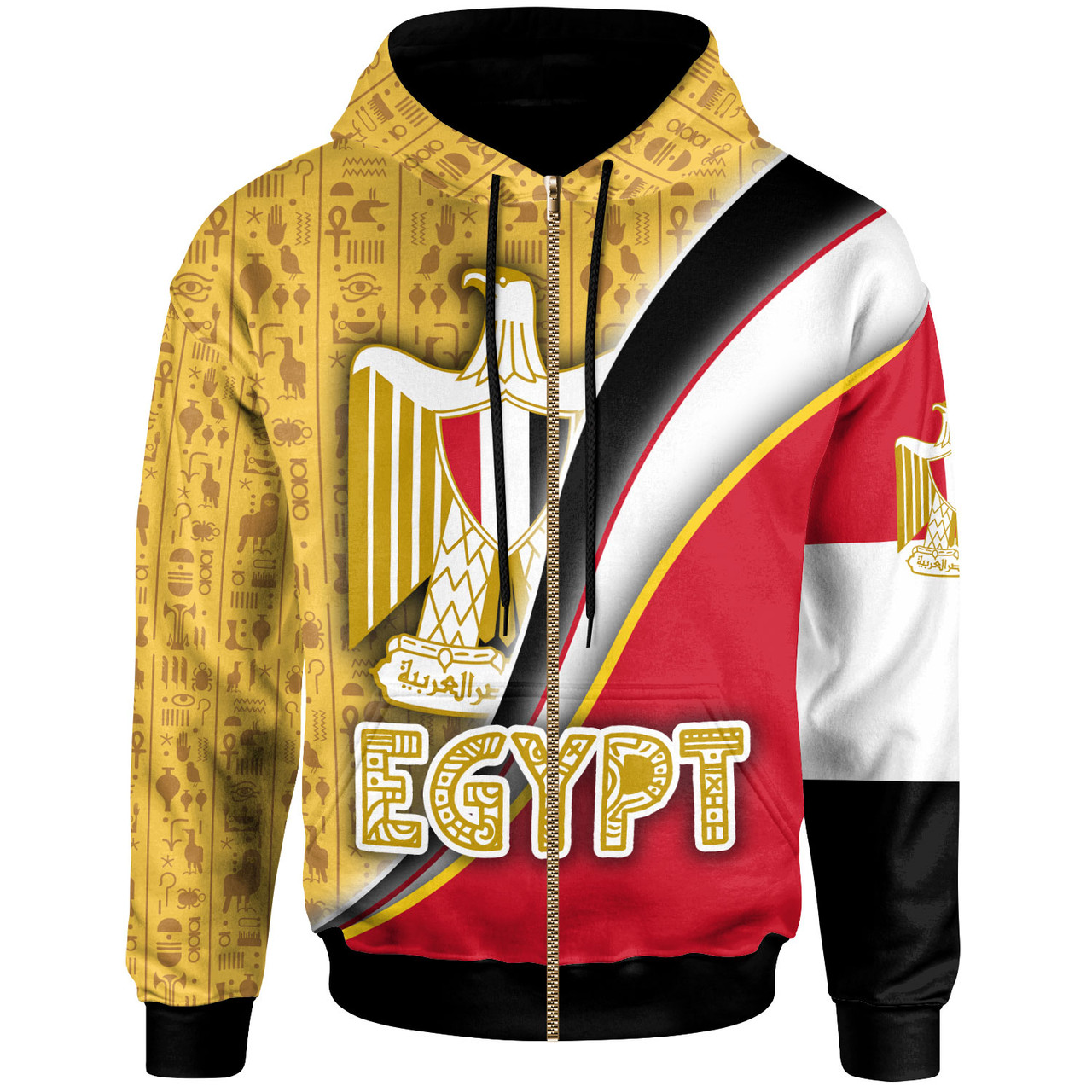 Egypt Hoodie - Custom Flag With Egyptian Hieroglyphics Hoodie