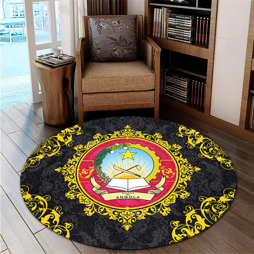 Real Aangola Rug Angola Round Rug Floral Frame