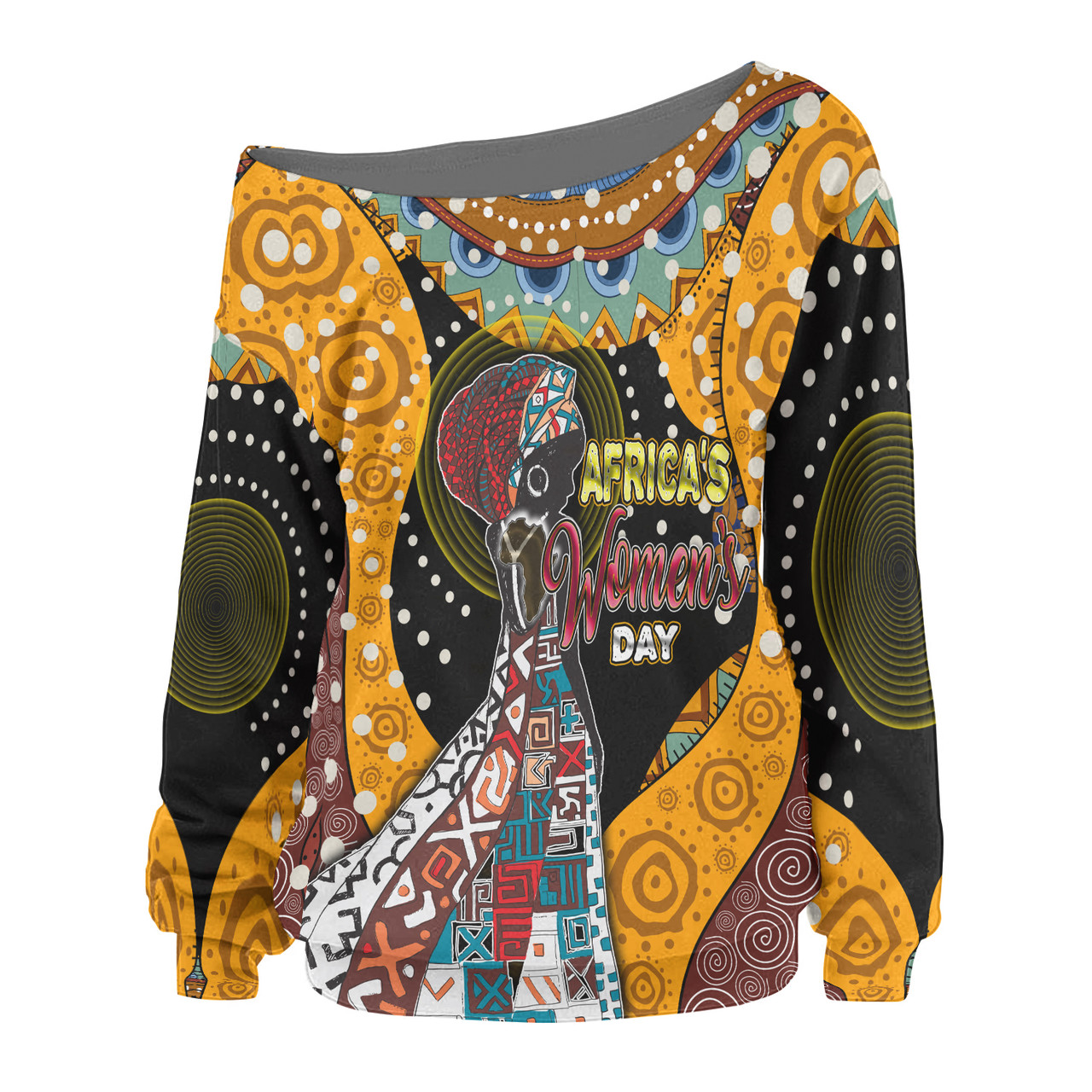 African Woman Off Shoulder Sweater - Custom African Women With African Pattern Off Shoulder Sweater