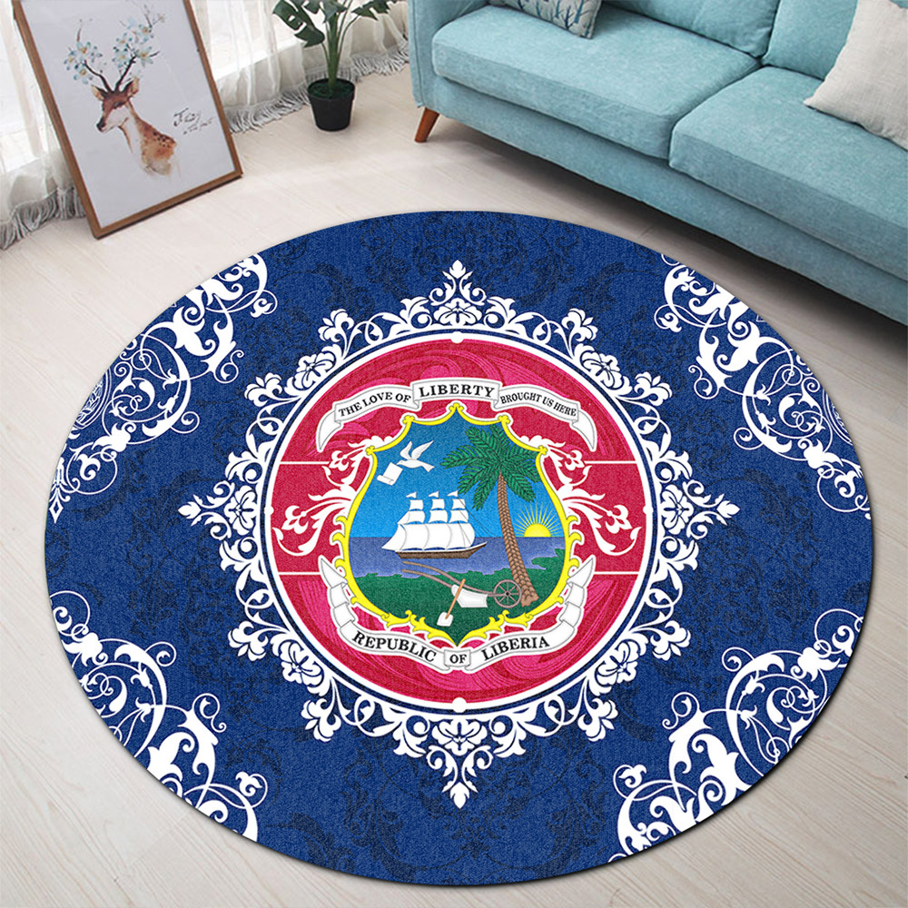 Liberia Rugs Liberia Round Rug Floral Frame