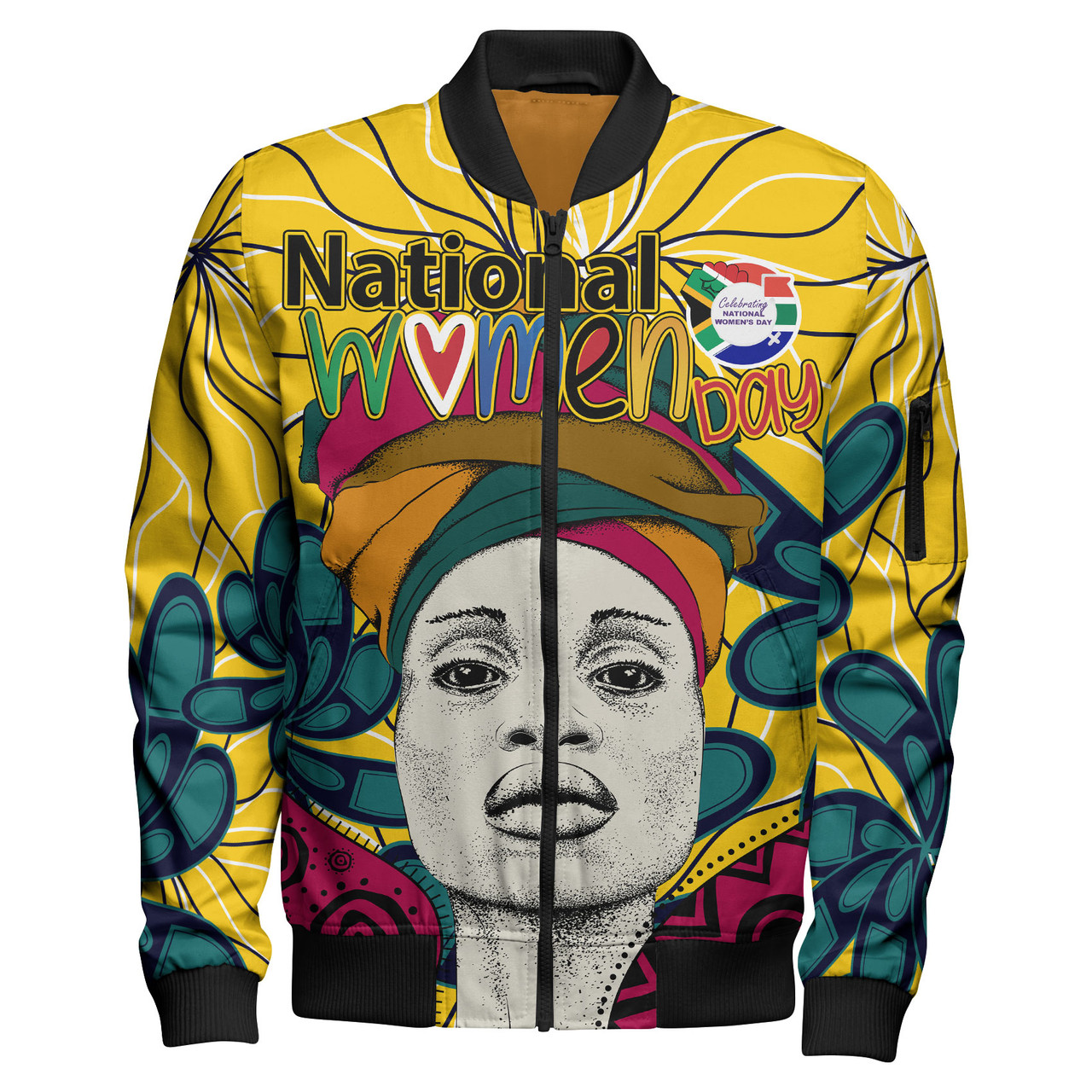 South Africa National Women's Day Bomber Jacket - Happy National Women's Day With African Patterns Bomber Jacket