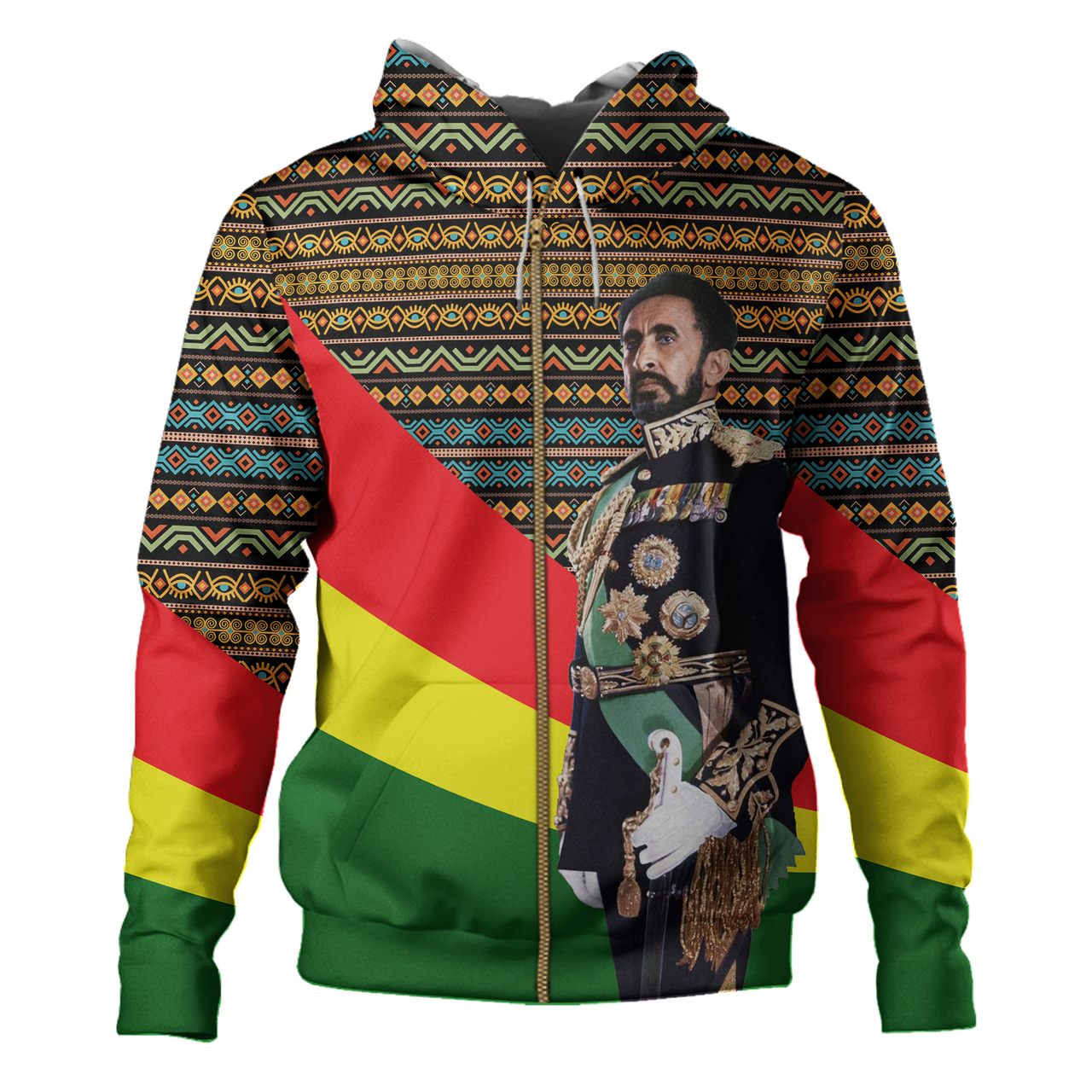 Ethiopia Hoodie Adinkra Rastafarian King Reggae