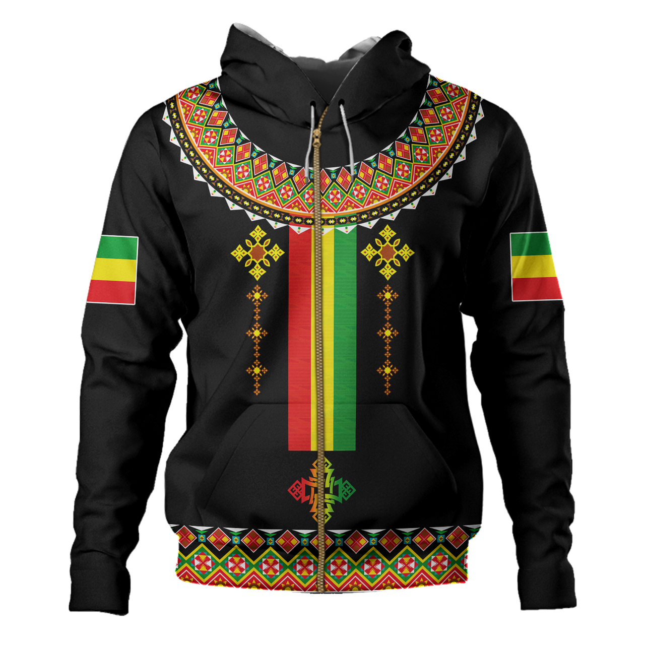 Ethiopia Hoodie Cross Africa Pattern