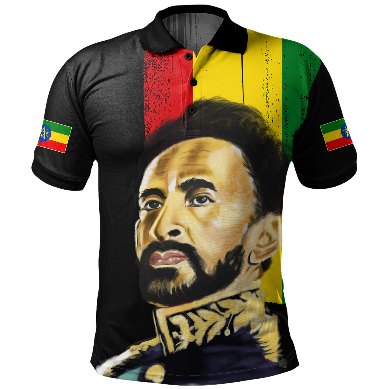 Ethiopia Polo Shirt Haile Selassie Flag