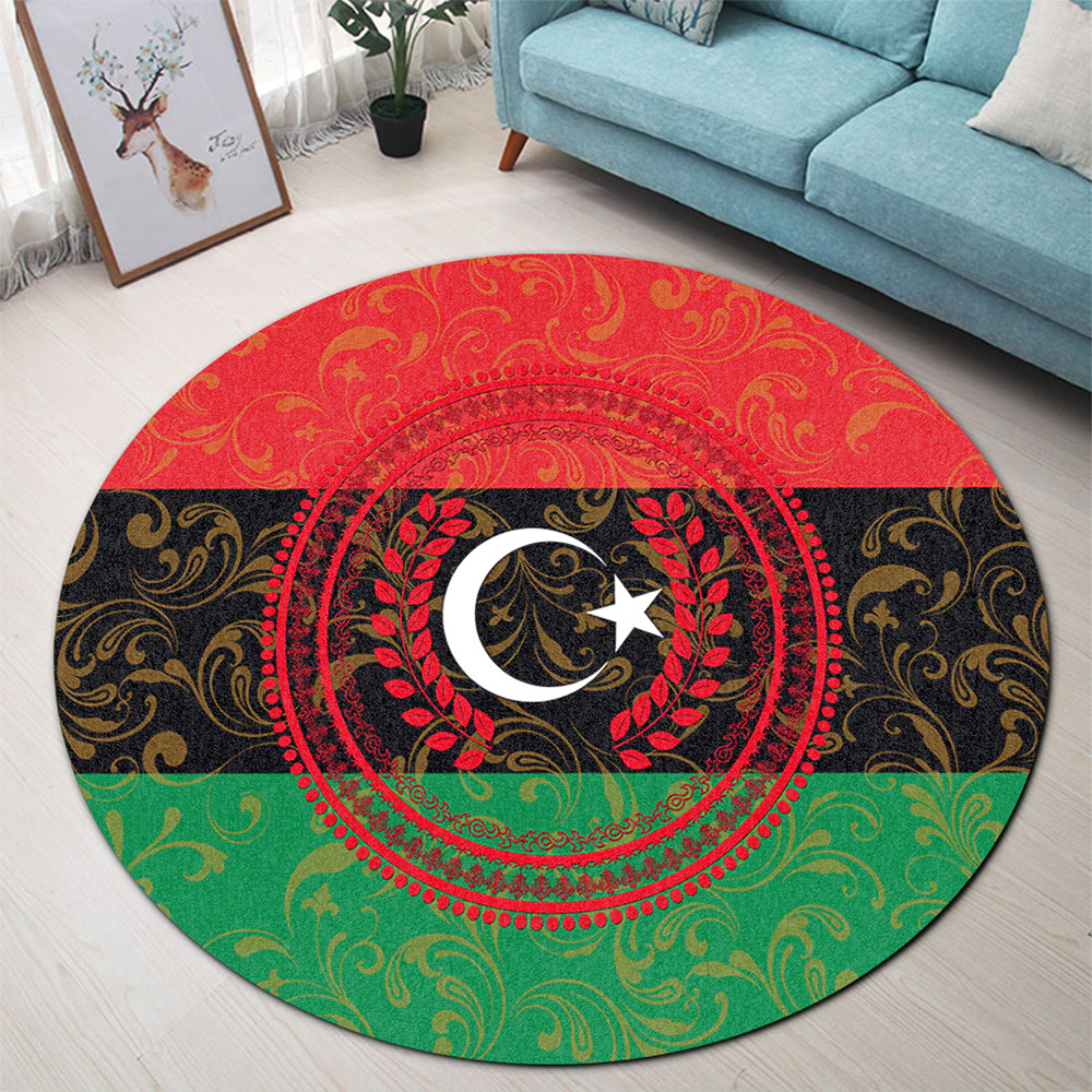Liyba Rug Libya Round Rug Pan Africa With Coat Of Arms