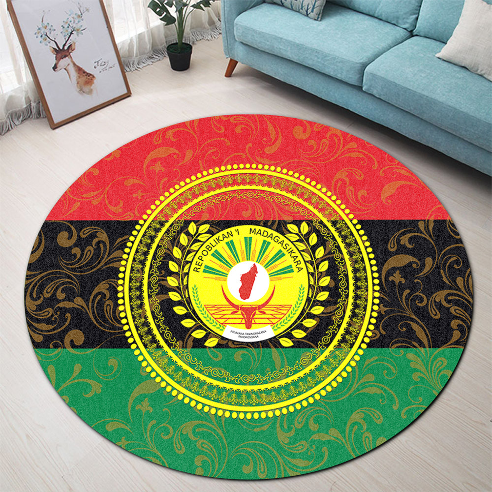 Madagascar Round Rug Pan Africa With Coat Of Arms