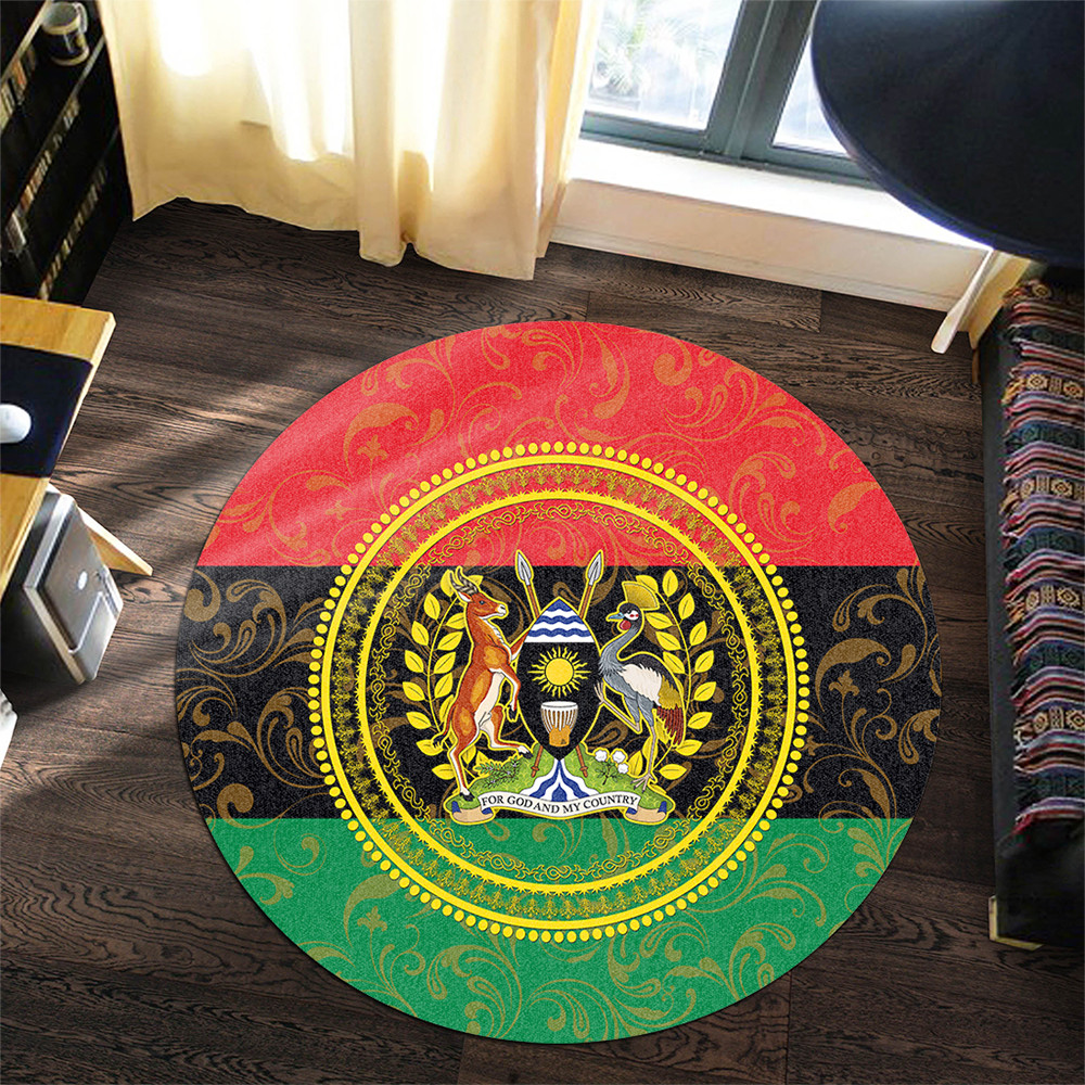 Uganda Round Rug Pan Africa With Coat Of Arms