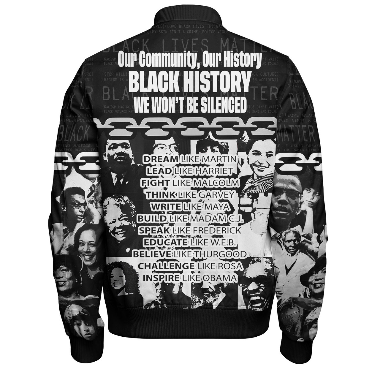 African Black History Month Bomber Jacket - Custom Black Resistance African American Civil Rights Leaders Bomber Jacket