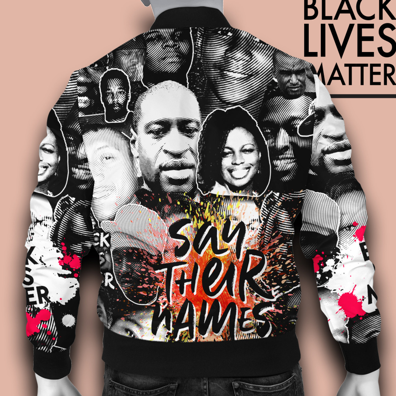African Bomber Jacket - Say Their Names Black History Month Bomber Jacket