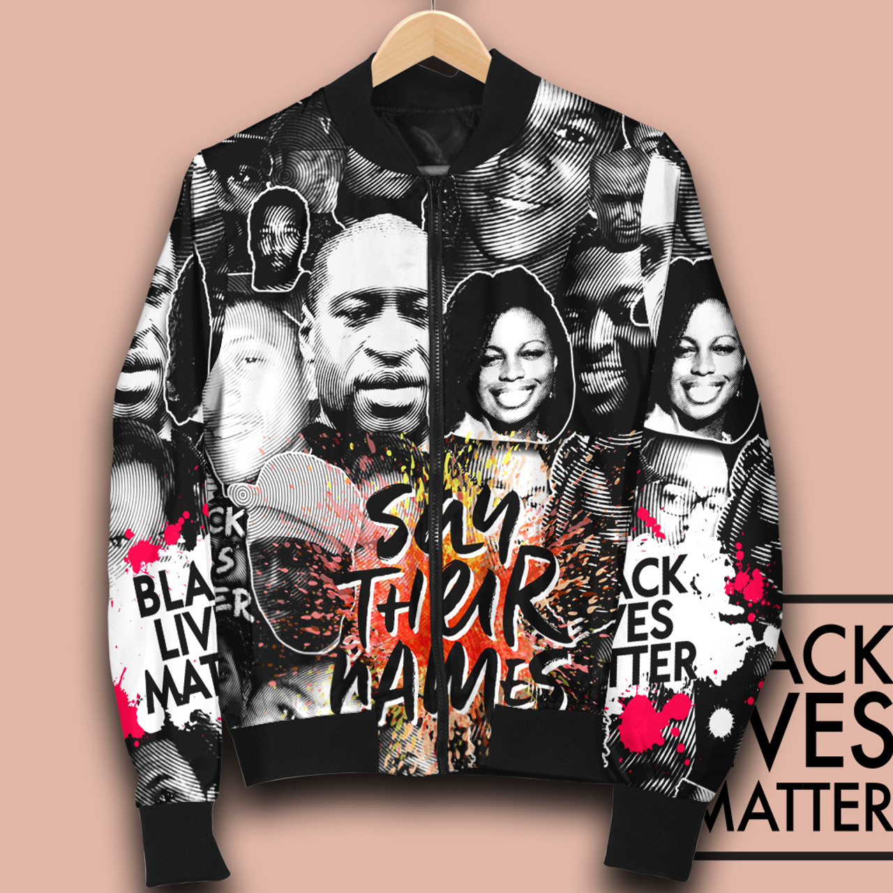 African Bomber Jacket - Say Their Names Black History Month Bomber Jacket