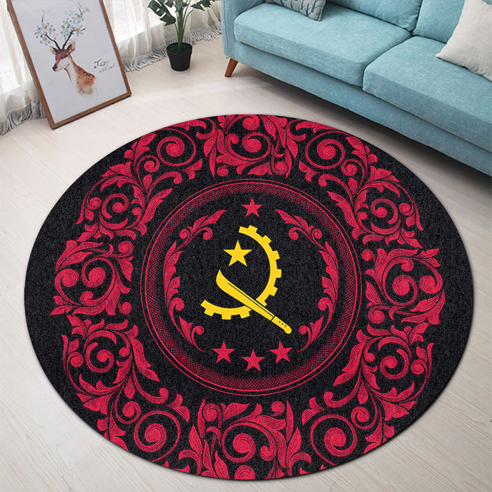 Real Aangola Rug Angola Round Rug Royal Floral Frame