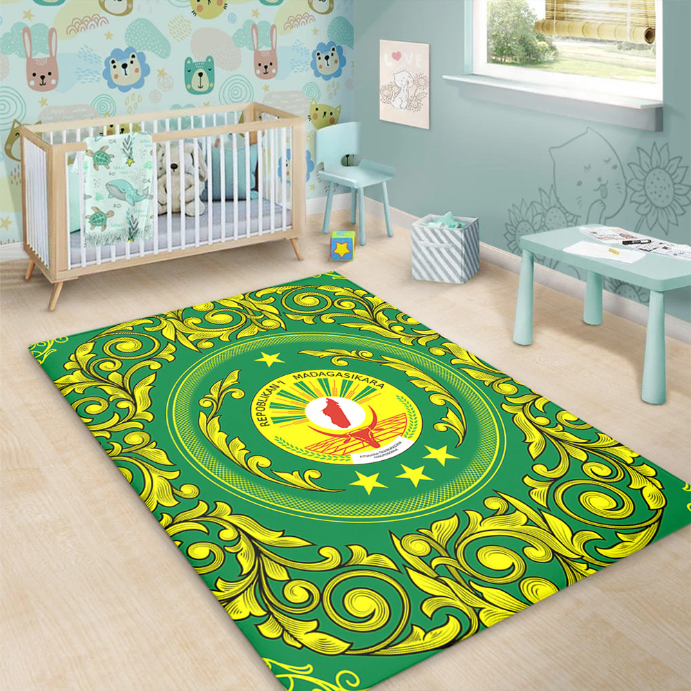 Madagascar Area Rug Royal Floral Frame