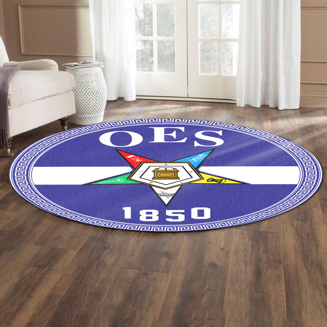 Oes Rug Order of the Eastern Star Round Rug Classic Style