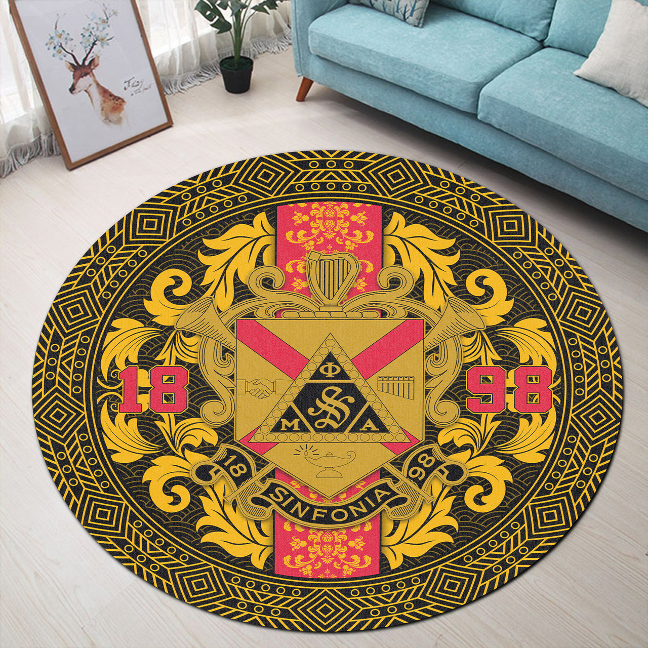 Phi Mu Alpha Sinfonia Round Rug Round Royal
