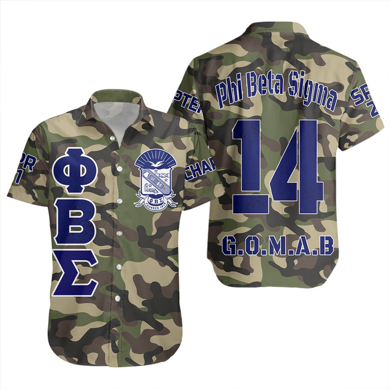 Phi Beta Sigma Short Sleeve Shirt Custom Camouflage