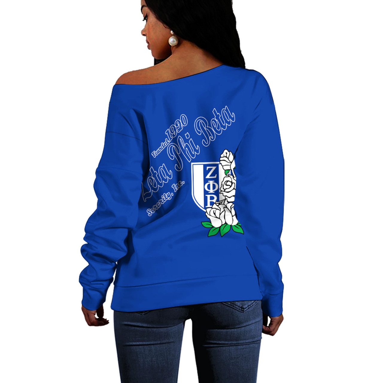 Zeta Phi Beta Off Shoulder Sweatshirt Flower Style