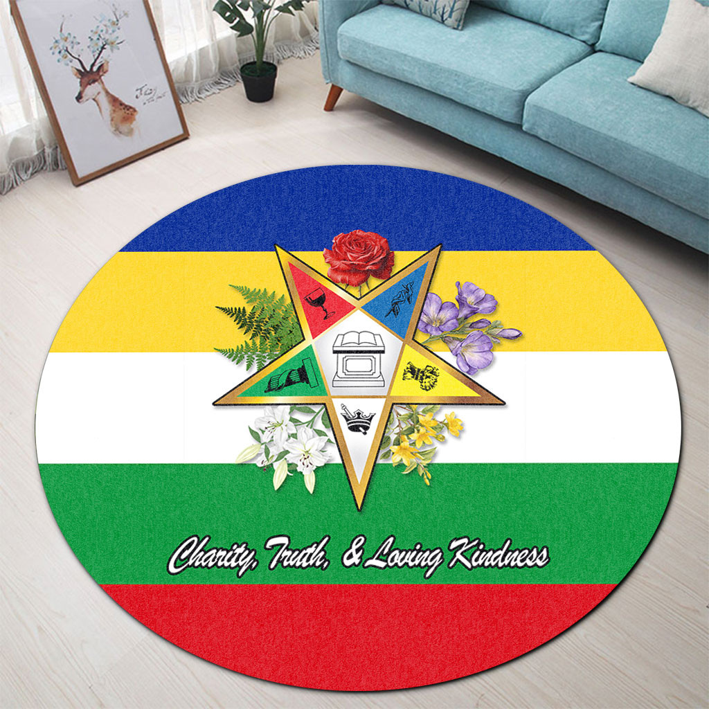 Oes Rug Order of the Eastern Star Round Rug OES Letter Flower Design