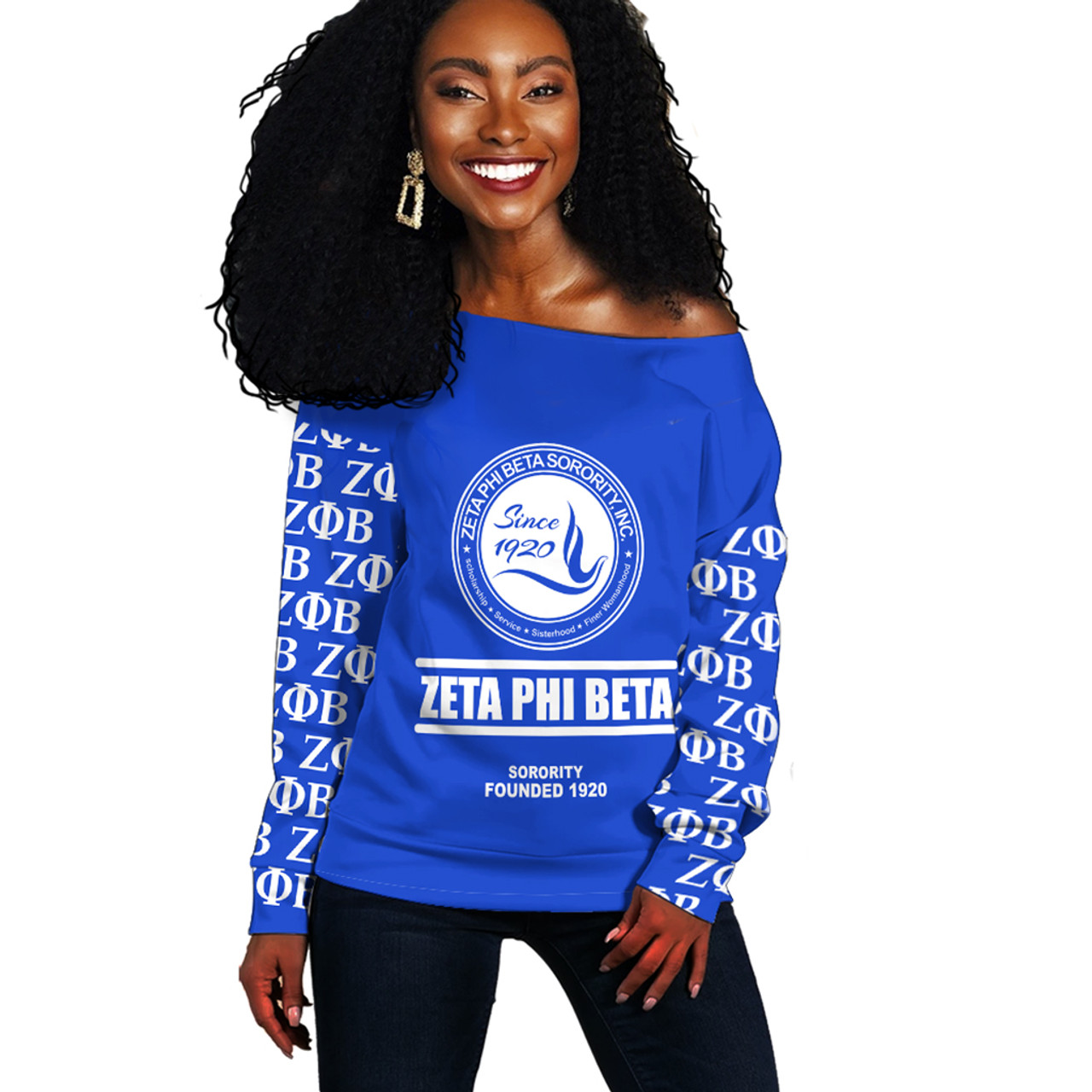 Zeta Phi Beta Off Shoulder Sweatshirt Since 1920