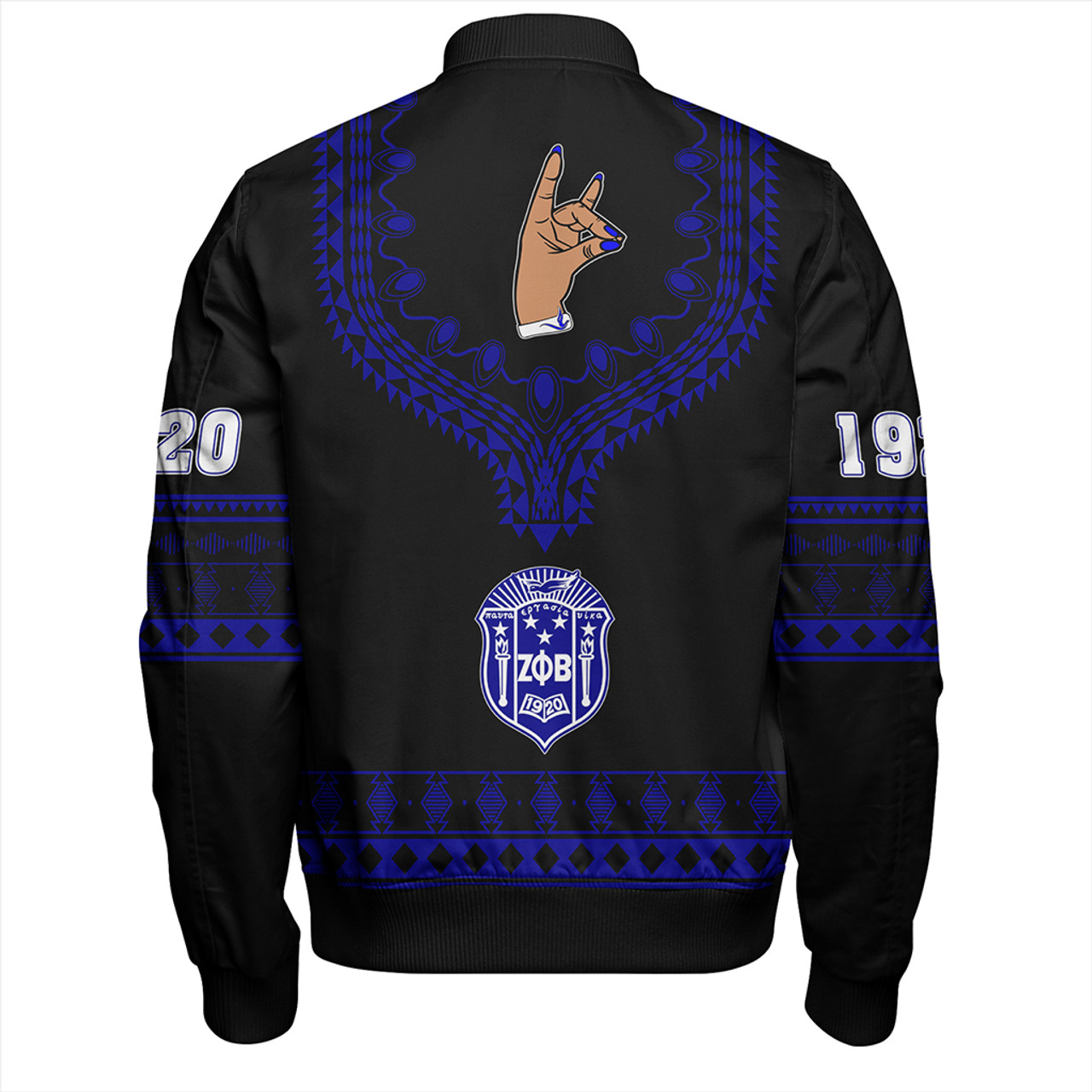 Zeta Phi Beta Zipper Bomber Jacket Dashiki Alva Style