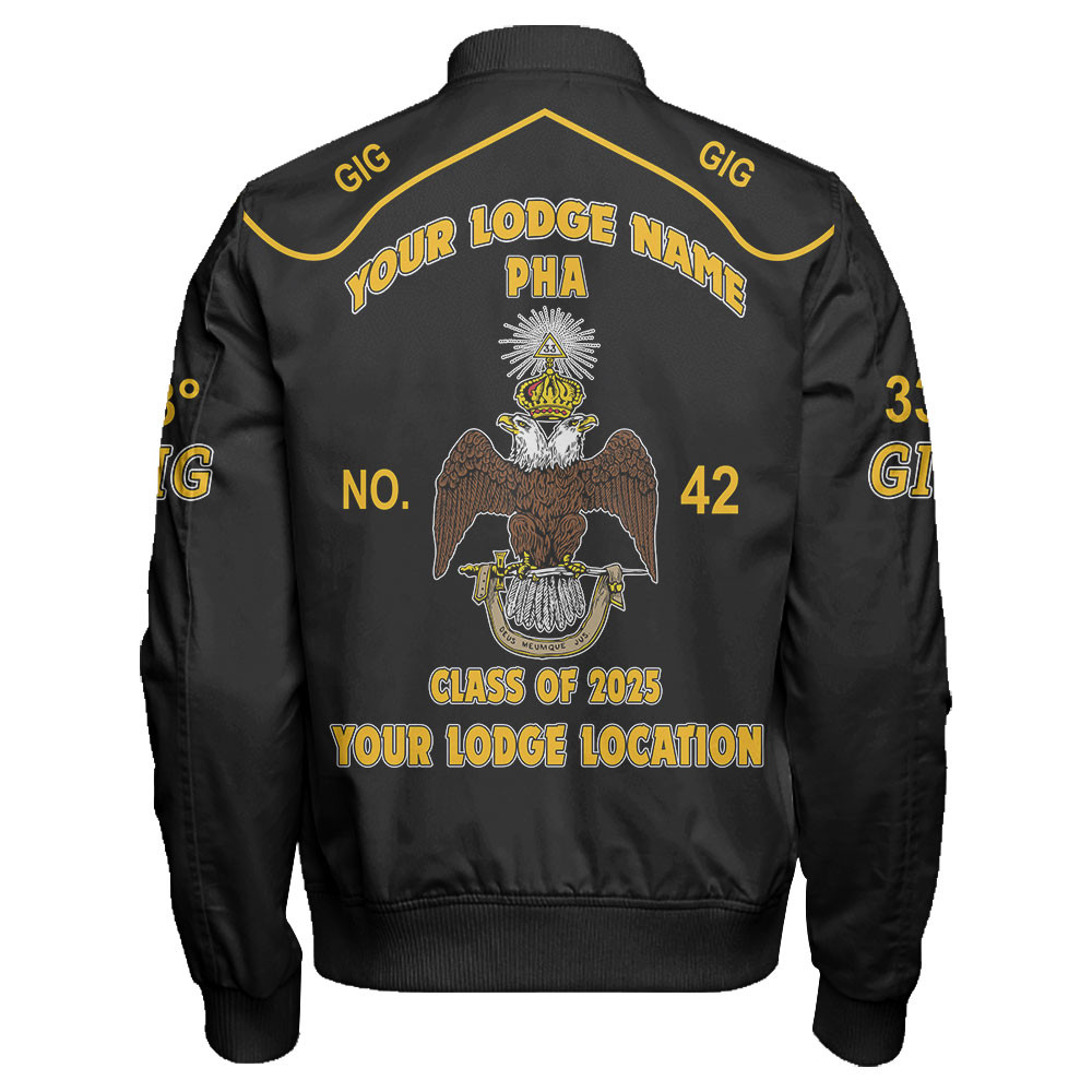 Prince Hall Scottish Rite Zipper Bomber Jacket Custom GIG 33rd Degrees ...
