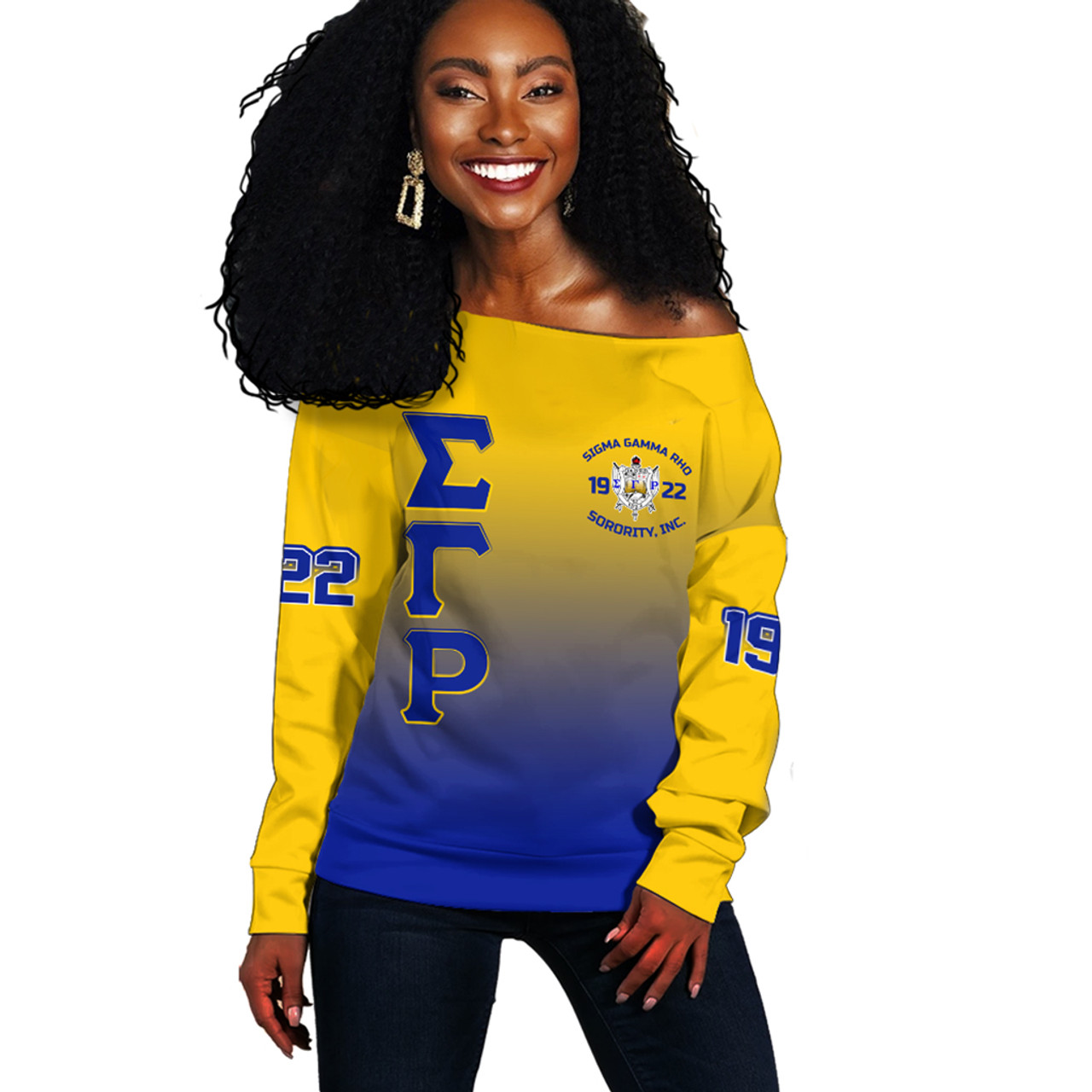 Sigma Gamma Rho Off Shoulder Sweatshirt Gradient Style