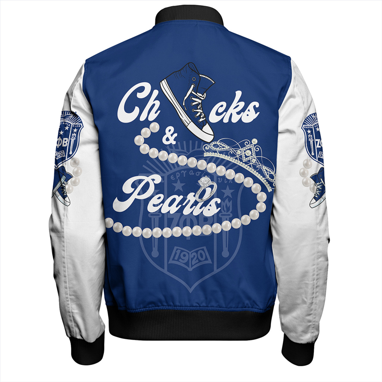 Zeta Phi Beta Zipper Bomber Jacket Chuck And Pearls