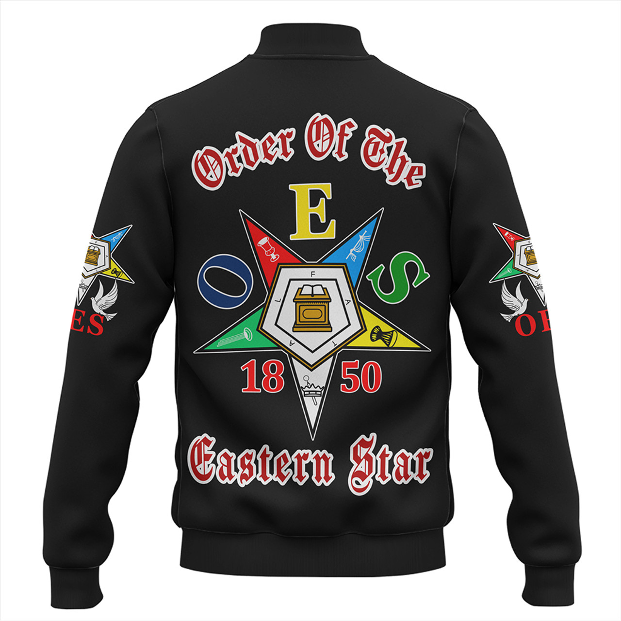 Order of the Eastern Star Baseball Jacket Pearls Black