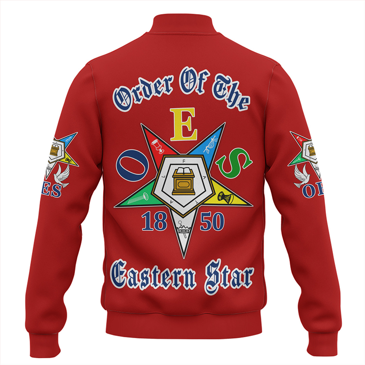 Order of the Eastern Star Baseball Jacket Pearls Red