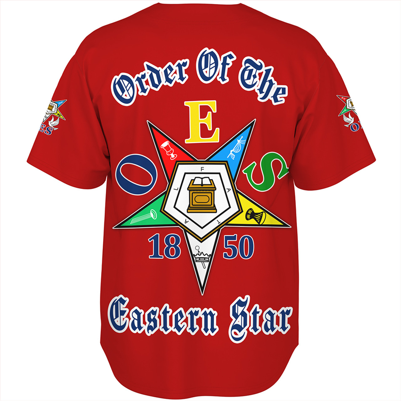 Order of the Eastern Star Baseball Shirt Pearls Red