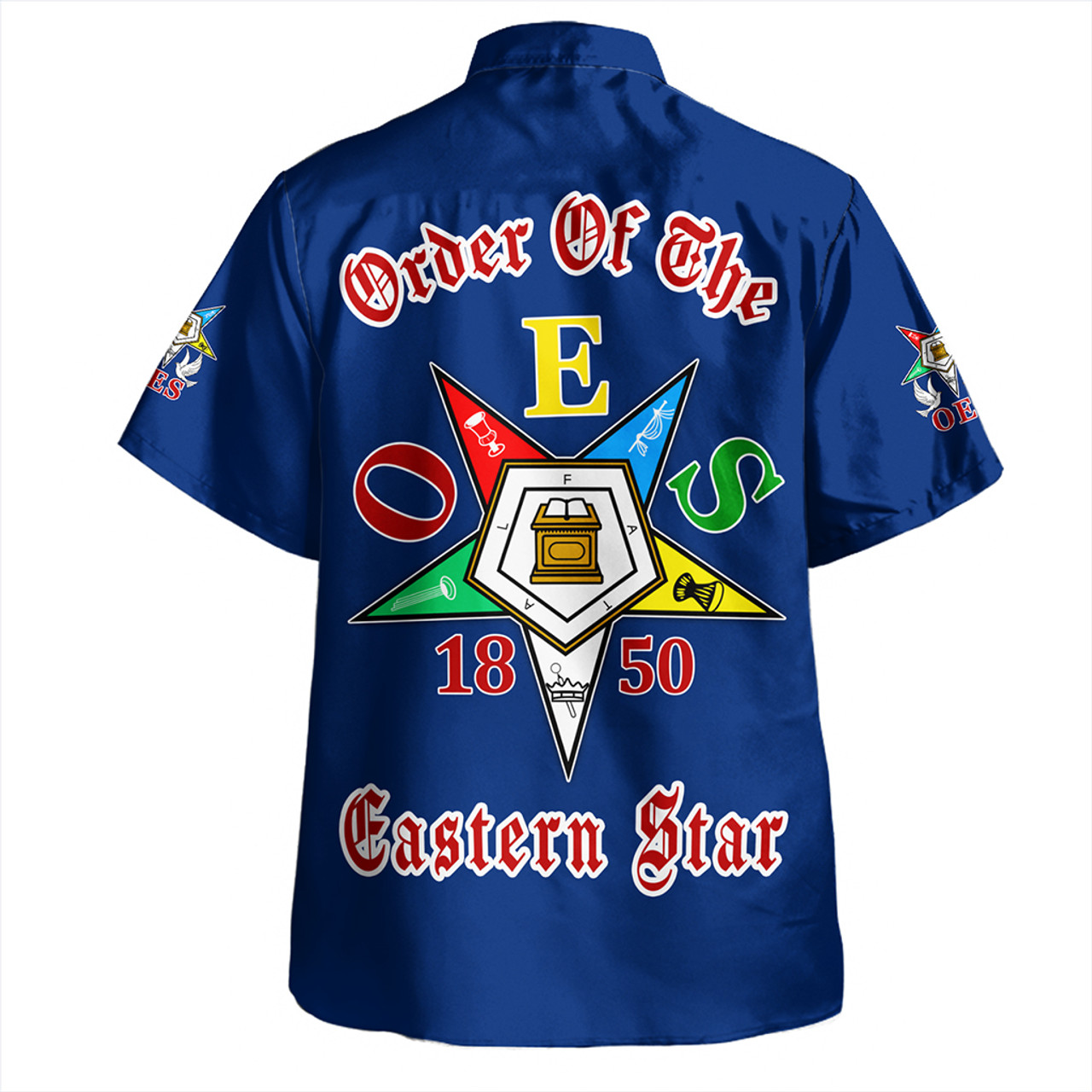 Order of the Eastern Star Hawaiian Shirt Pearls Blue