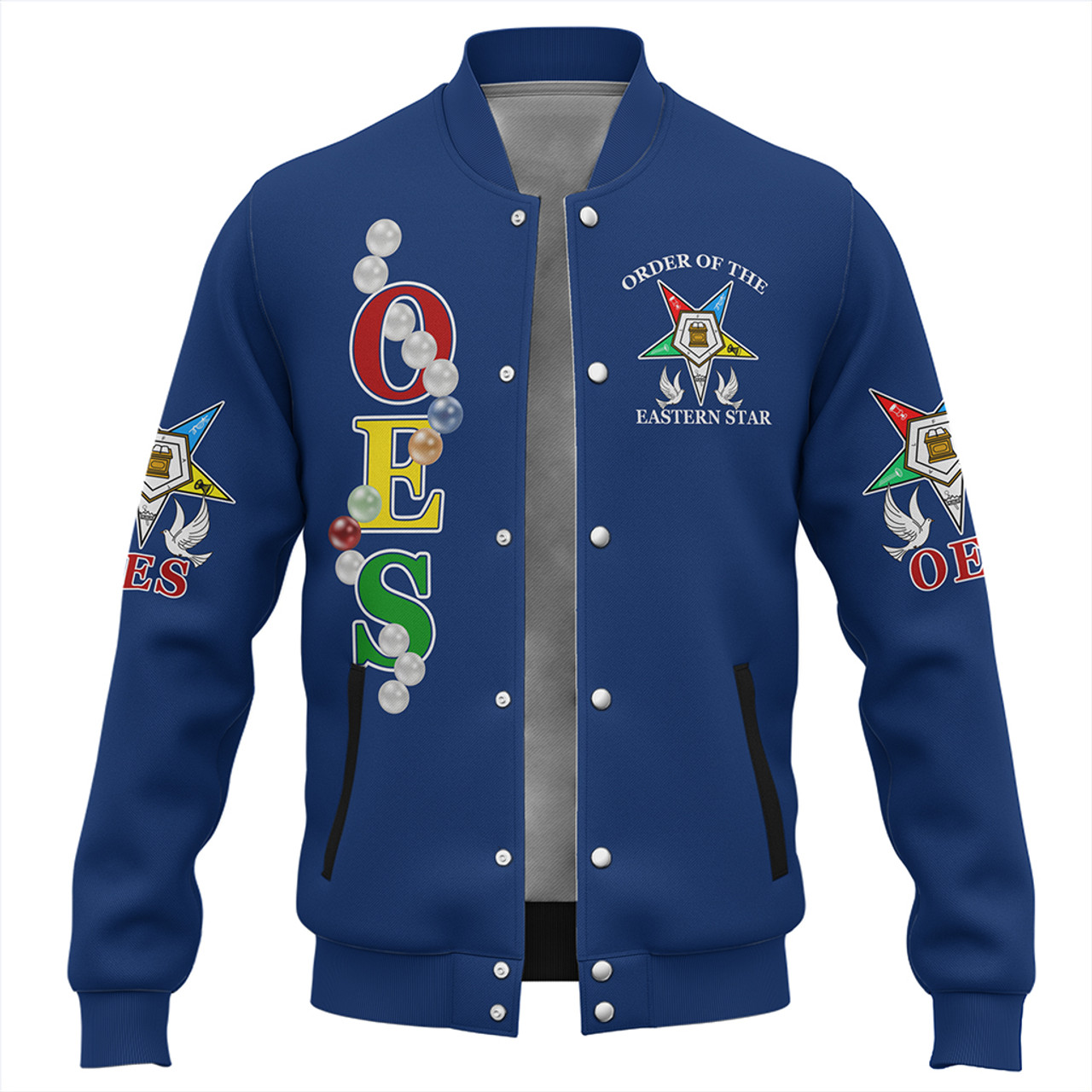 Order of the Eastern Star Baseball Jacket Pearls Blue