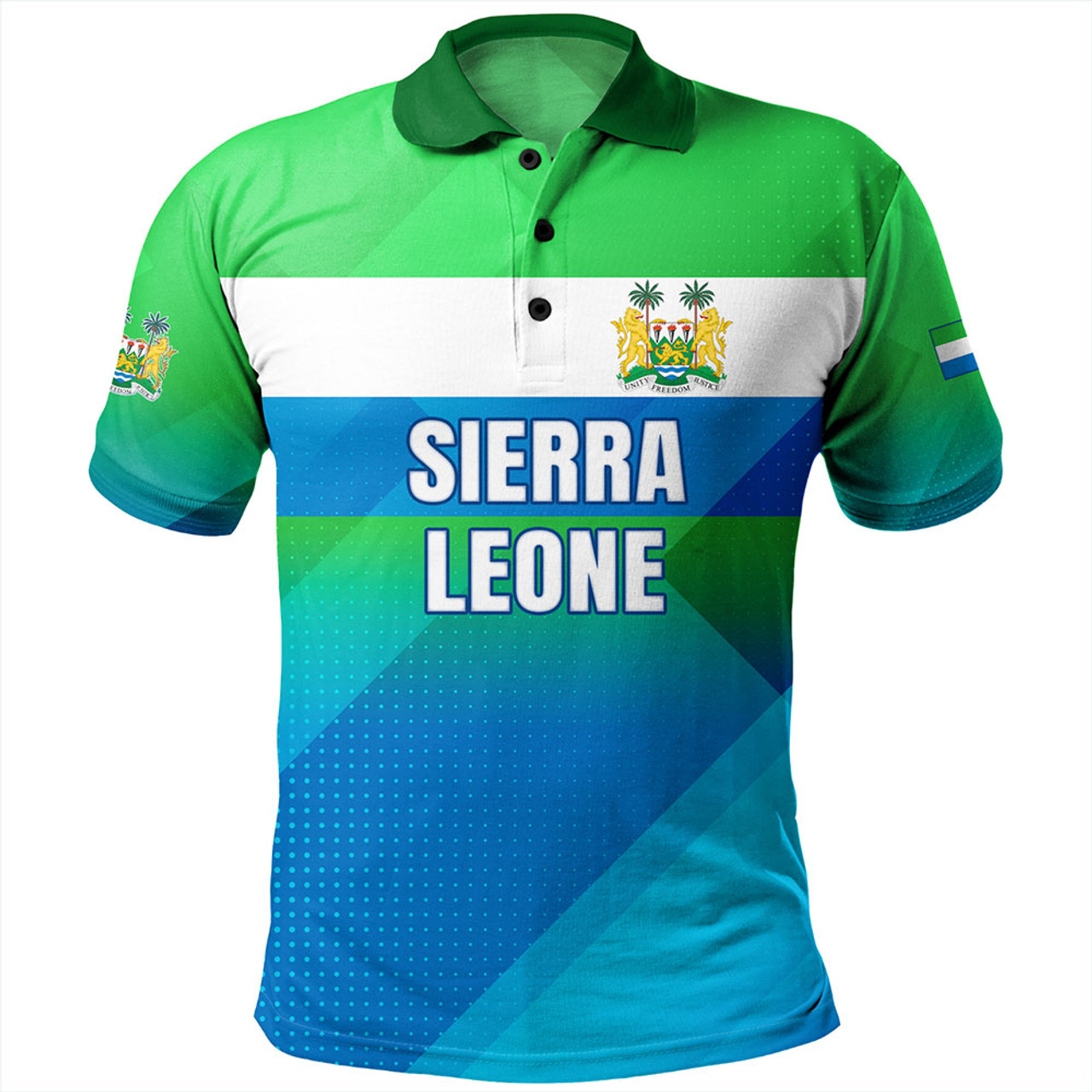 Sierra Leone Polo Shirt - Flag Color With Seal